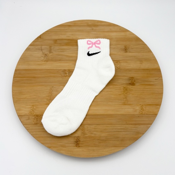 Custom Bow Nike Dri Fit Crew & Ankle Socks - One Pair (Blue, Pink, & Gold) - Picture 3 of 7